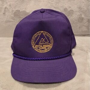 Vintage San Sun Cryptic Masons Illinois Purple Rope Snapback‎ Hat Masonic Cap
